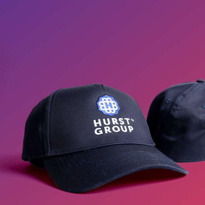 A black baseball cap featuring the 