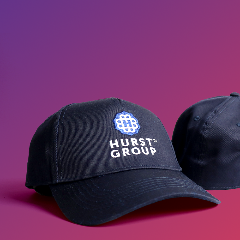 A black baseball cap featuring the 