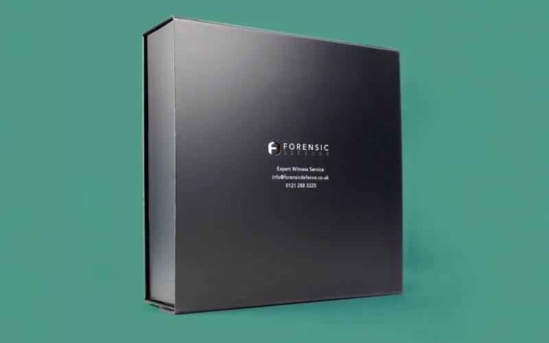 A black box with a logo that reads 