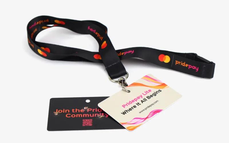 A black lanyard with 