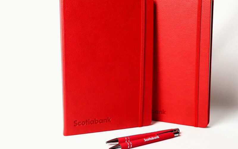 Two red notebooks with 