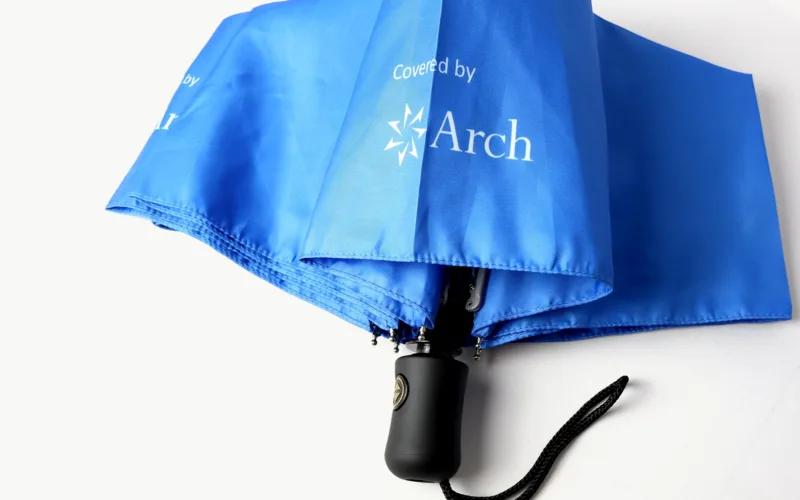 A blue umbrella with 