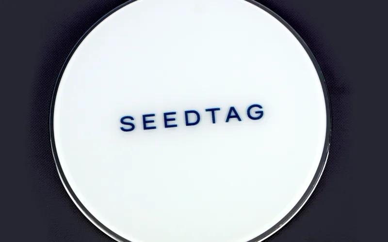 A circular white object with the text 