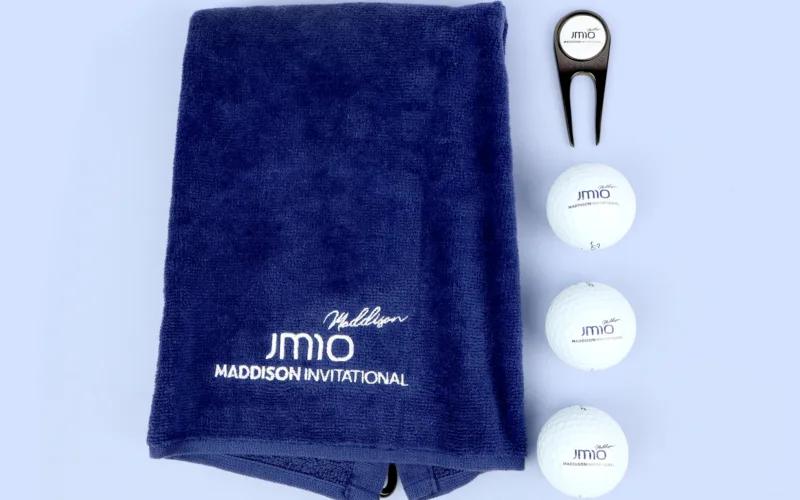 A navy blue towel with 
